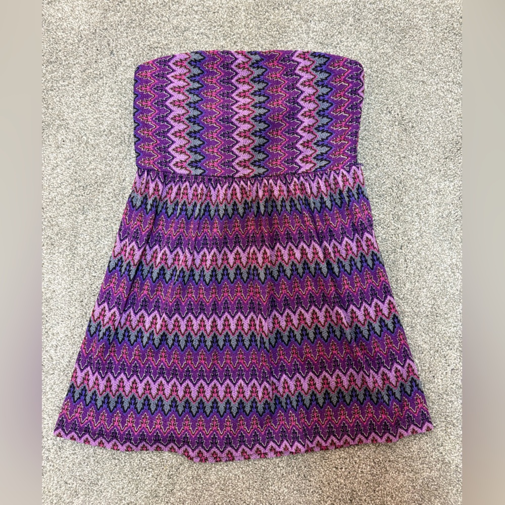 Ruby Rox Multicolor Zigzag Strapless Mini Dress